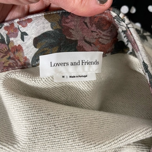 LOVERS + Friends Floral Crop Top French Terry Button Up V Neck - Picture 9 of 11